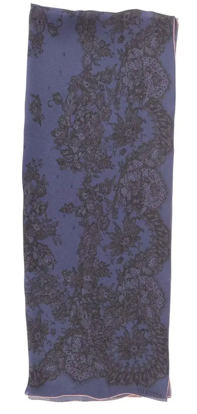 Valentino Floral Lace Print Silk Scarf 25.5